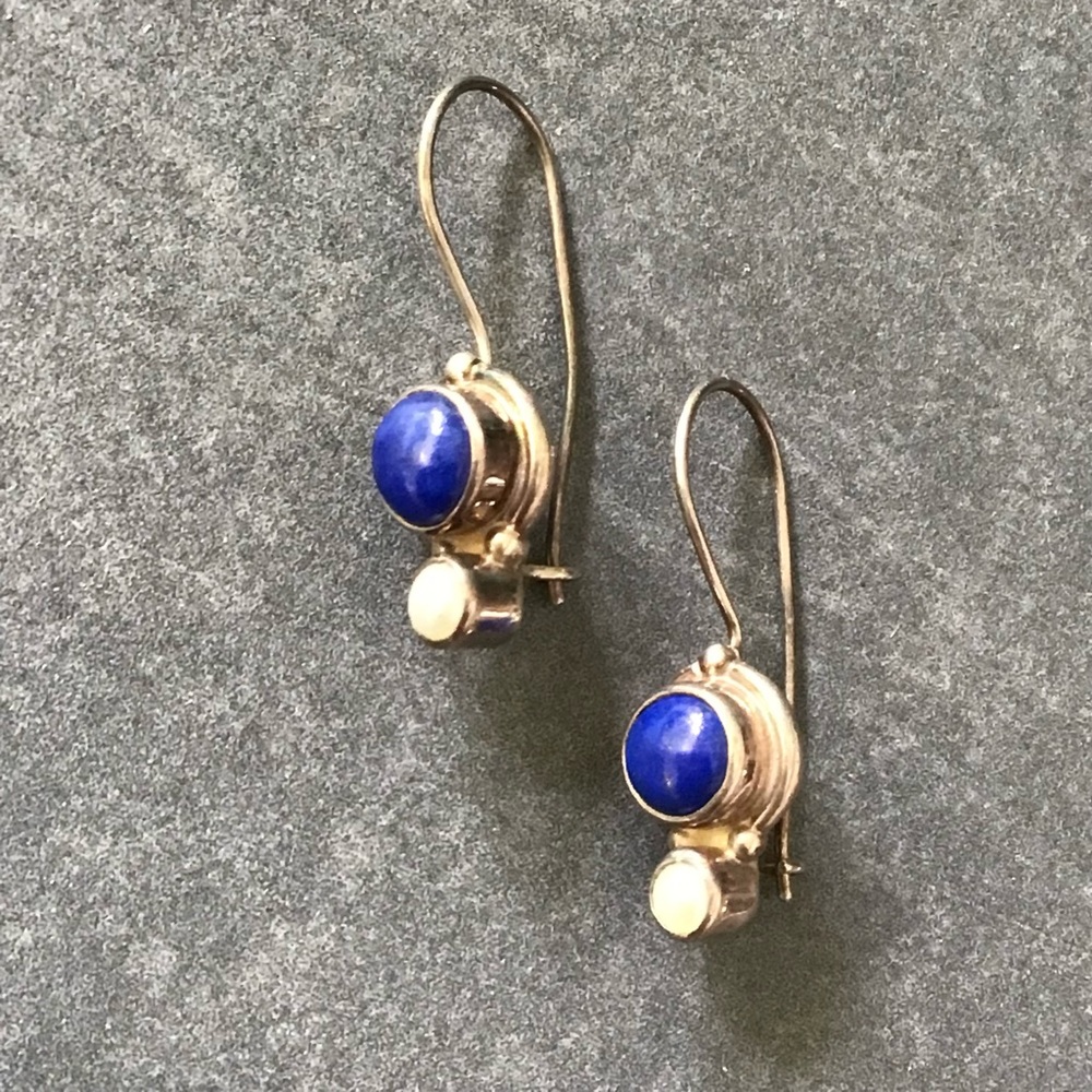Lapis and Pearl Earrings